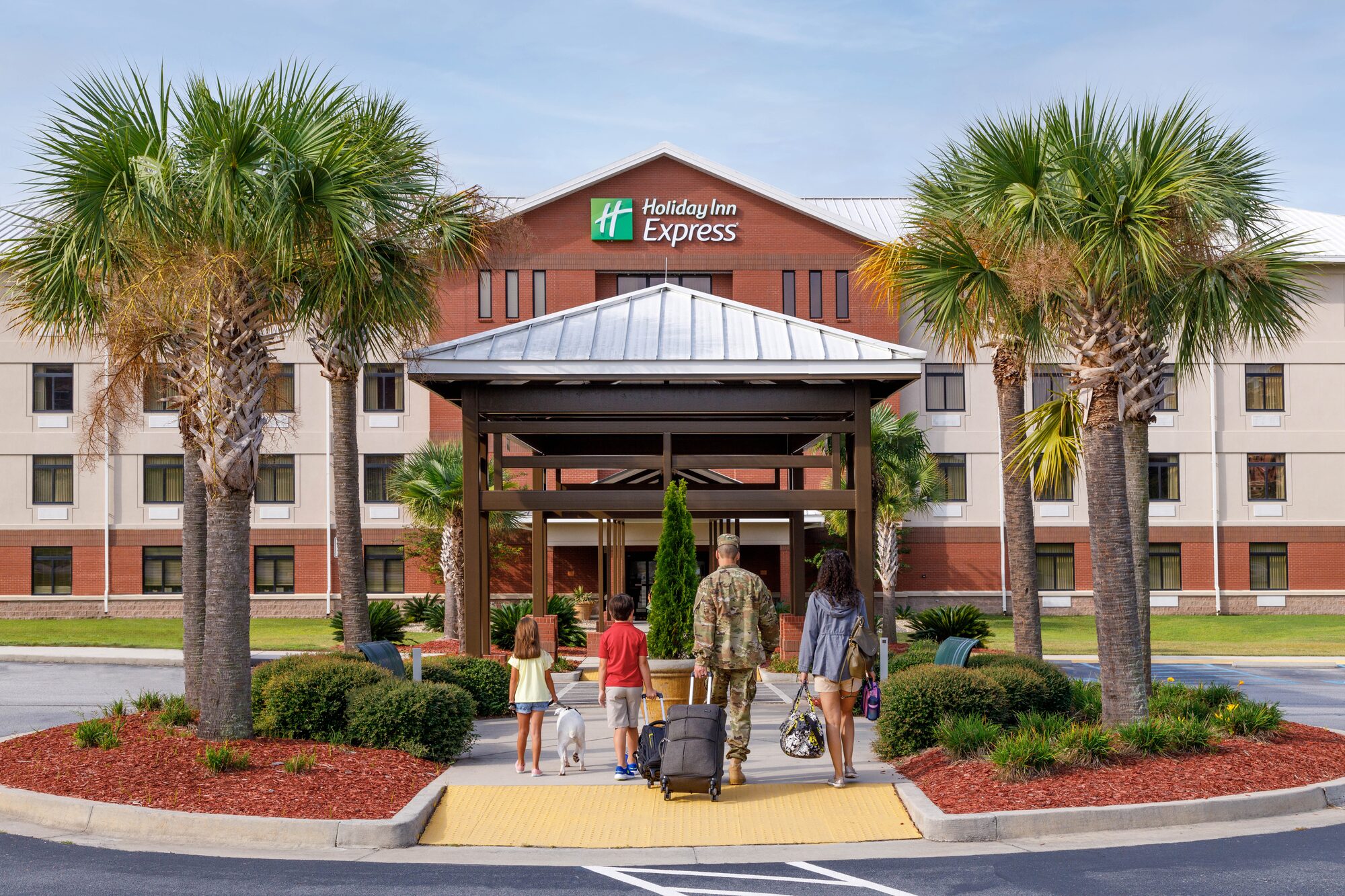 Holiday Inn Express hotel exterior — commercial hospitality photography