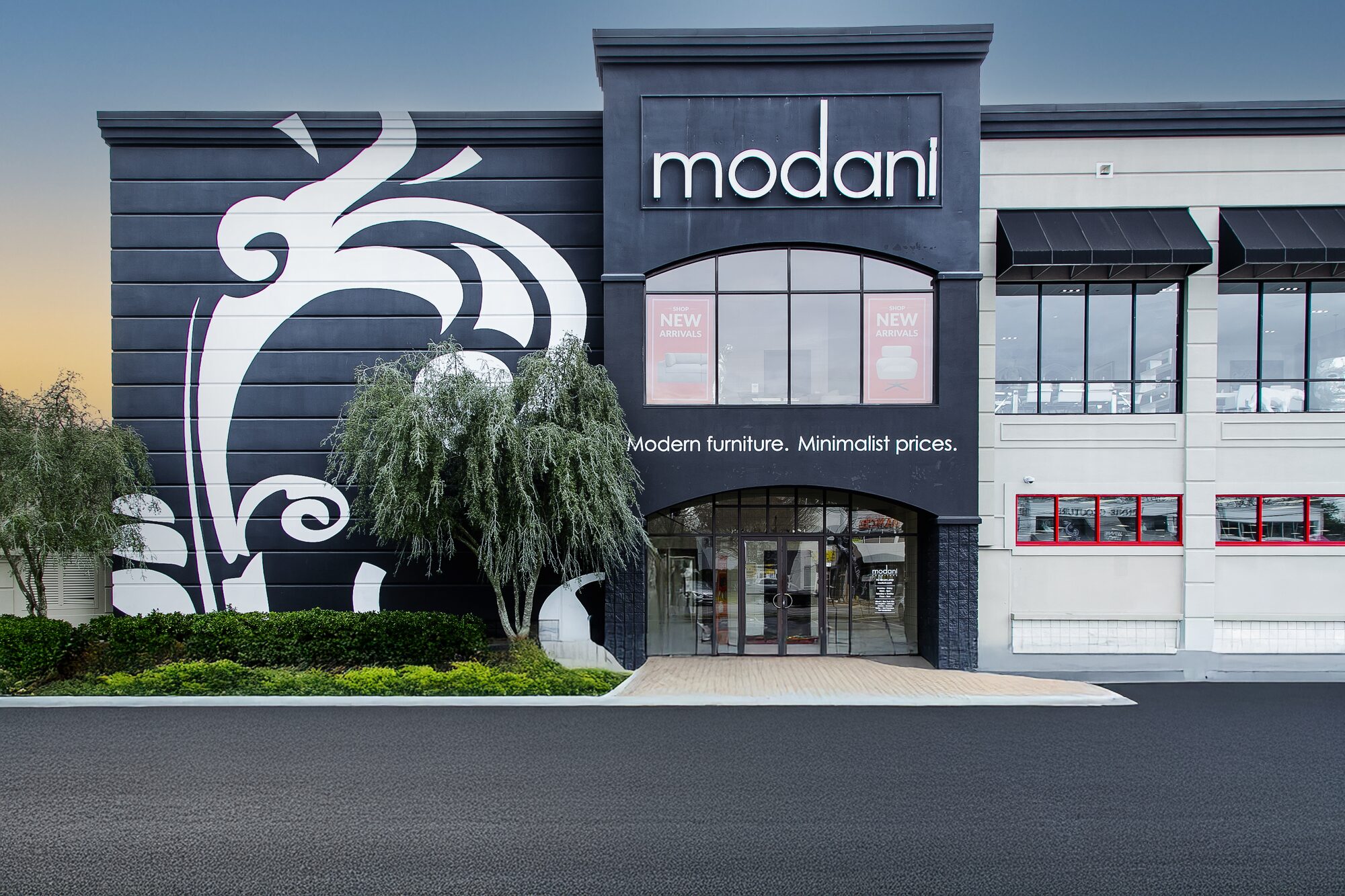 Modani furniture store exterior — commercial photography